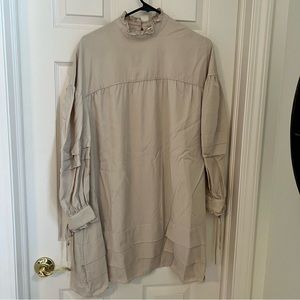 The Drop tan ruffle mini dress size small